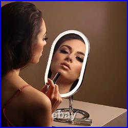 Wall Mount LED Lighted Vanity Makeup Mirror, Rechargeable Cordless Chrome