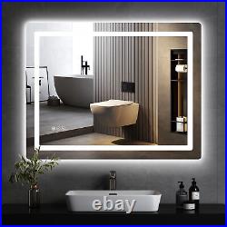 Wall Mounted Bathroom LED Vanity Mirror Dimmable Anti-fog Smart Makeup Mirror