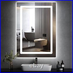 Wall Mounted Bathroom LED Vanity Mirror Dimmable Anti-fog Smart Makeup Mirror