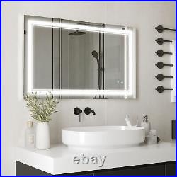Wall-Mounted Smart Bathroom Mirror LED Vanity Mirror with 3 Light Colors, Silver