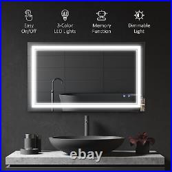 Wall-Mounted Smart Bathroom Mirror LED Vanity Mirror with 3 Light Colors, Silver
