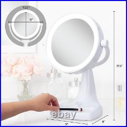 Zadro Max Bright Fluorescent Light Makeup Mirror with Magnification 10X/1X, White